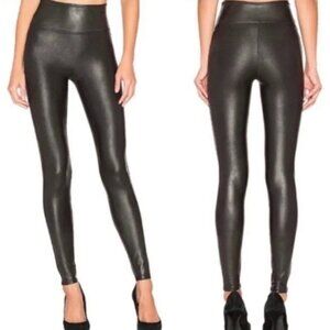 Spanx Faux Leather Leggings sz Medium Slimming Tummy Control Stretchy Hi Waist